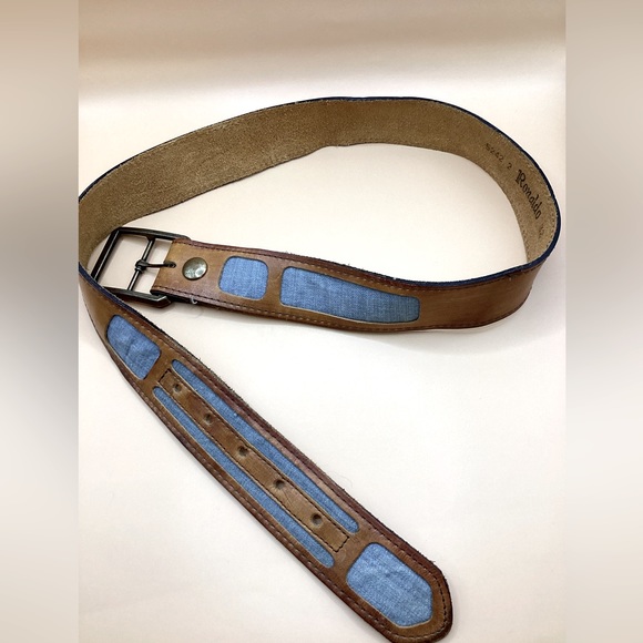 Vintage Ronaldo Leather Belt With Denim Accents - Picture 3 of 13